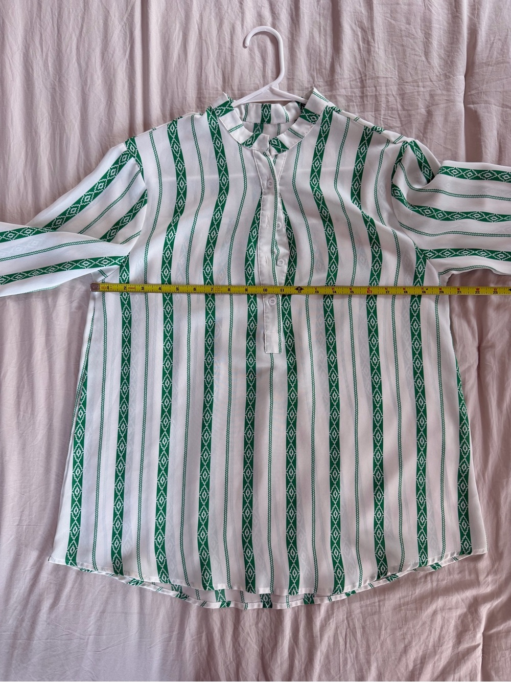 Green & White Striped Women's Button-Front Tunic Top